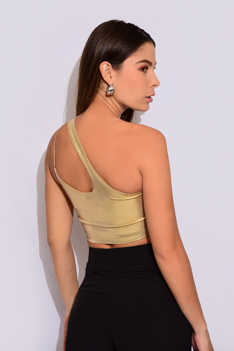 Crop top metalizado