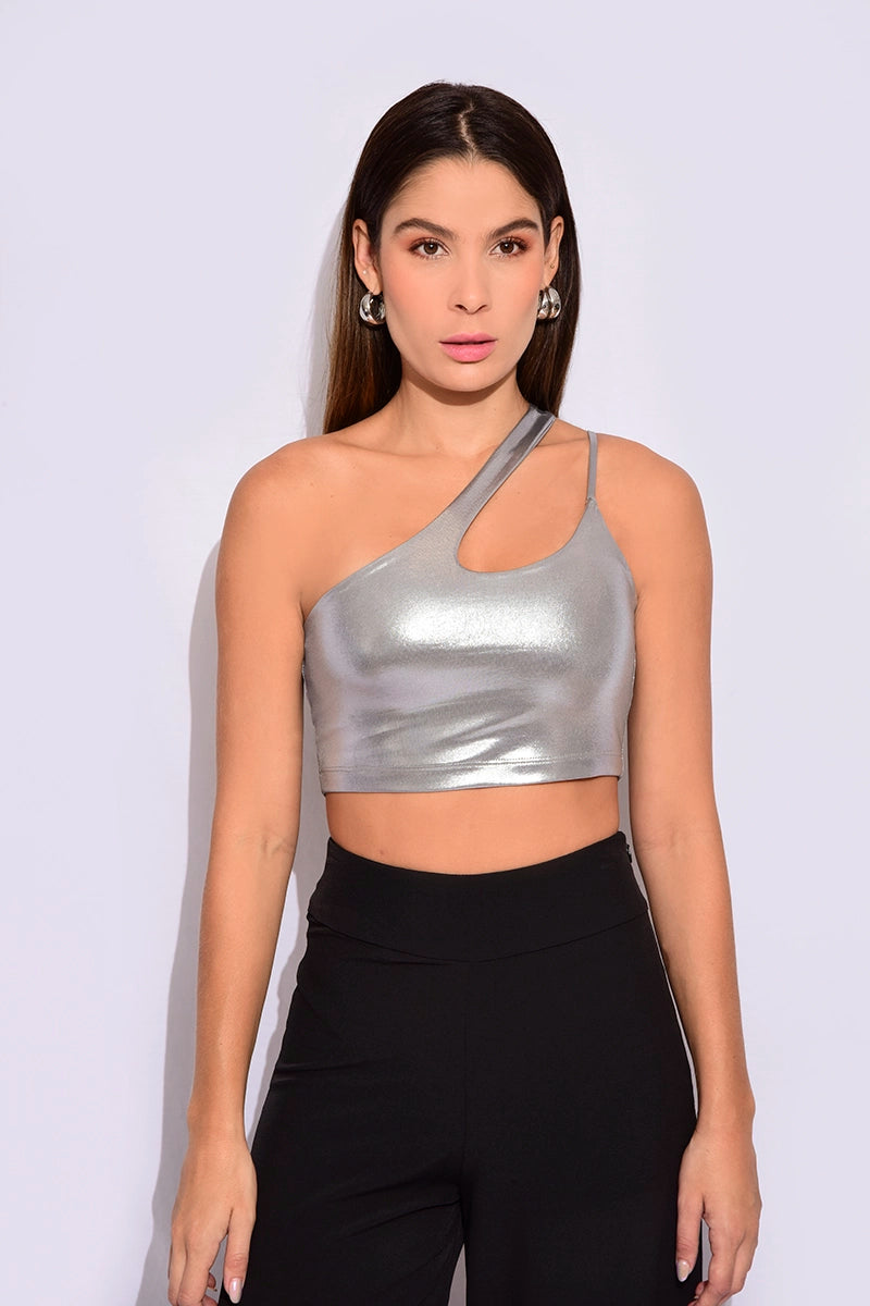 Crop top metalizado