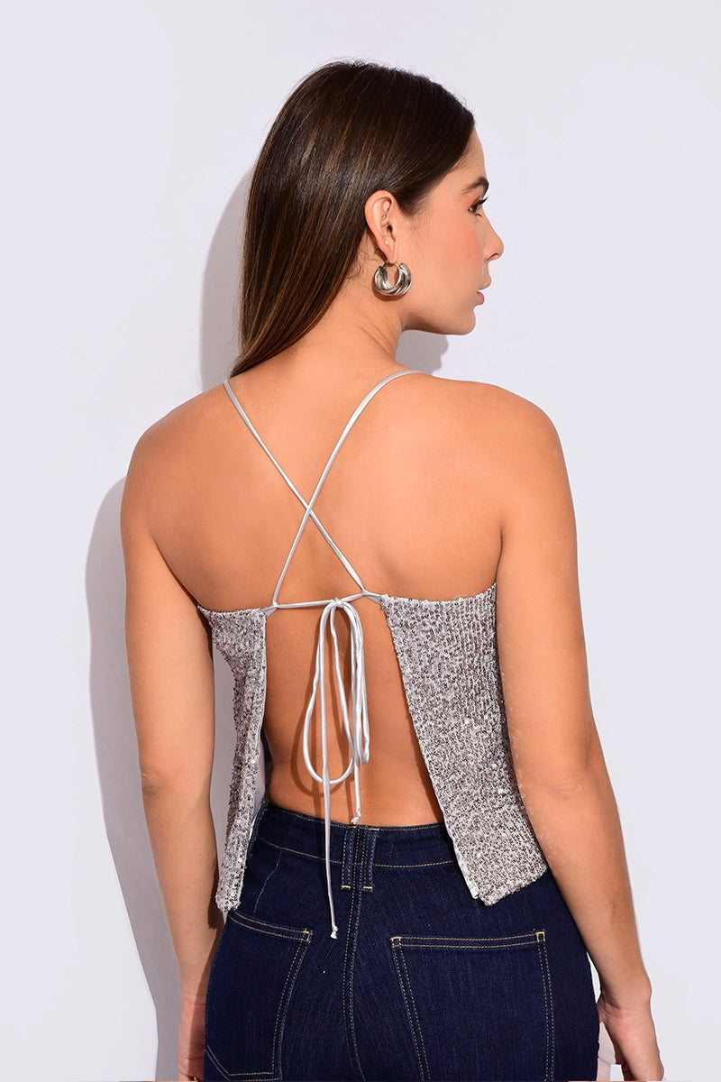 Blusa tiras en lentejuelas