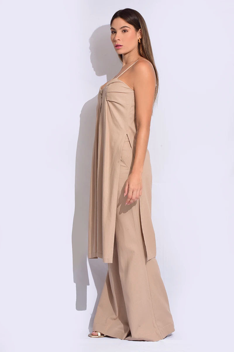 Vestido largo dorado halter