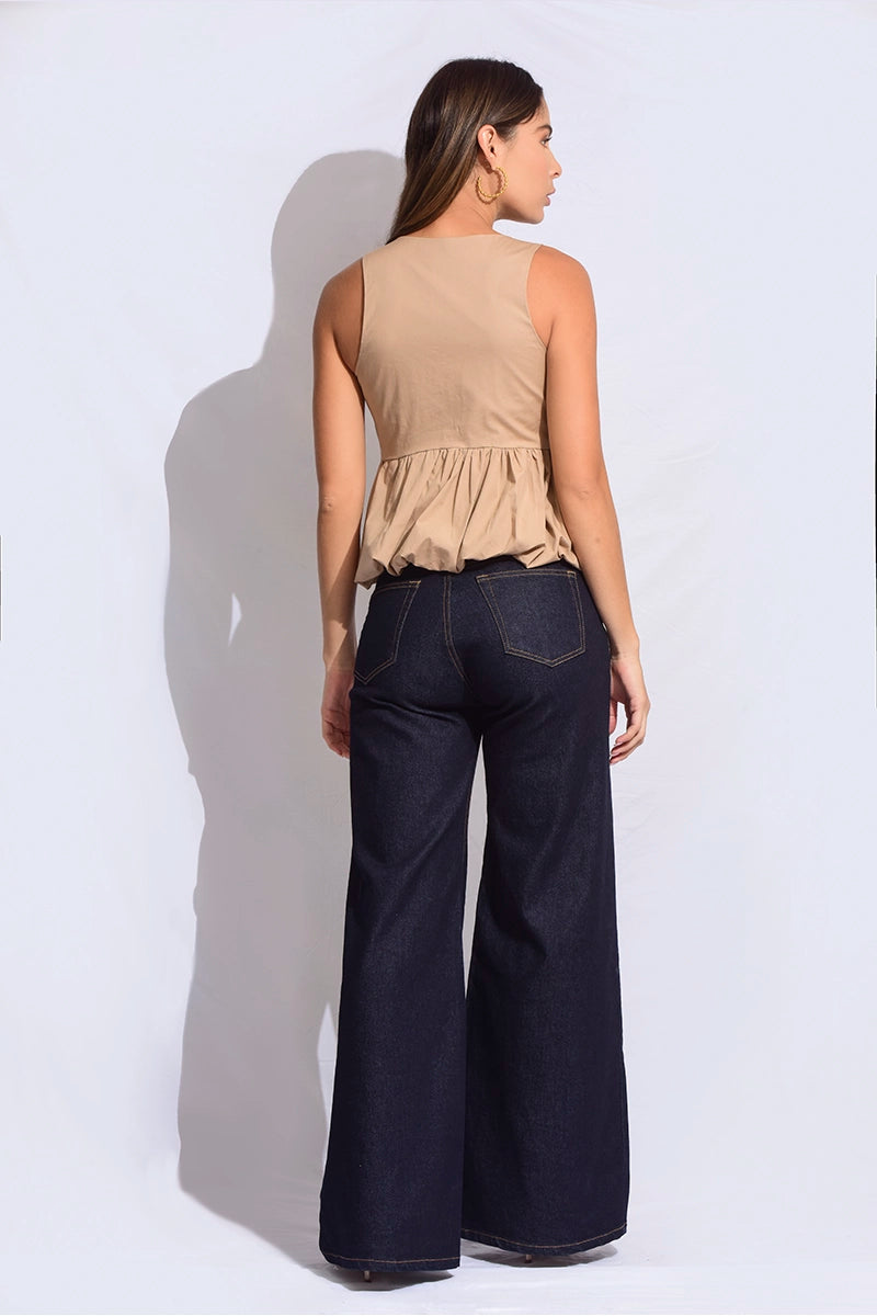 Blusa escote en v globo