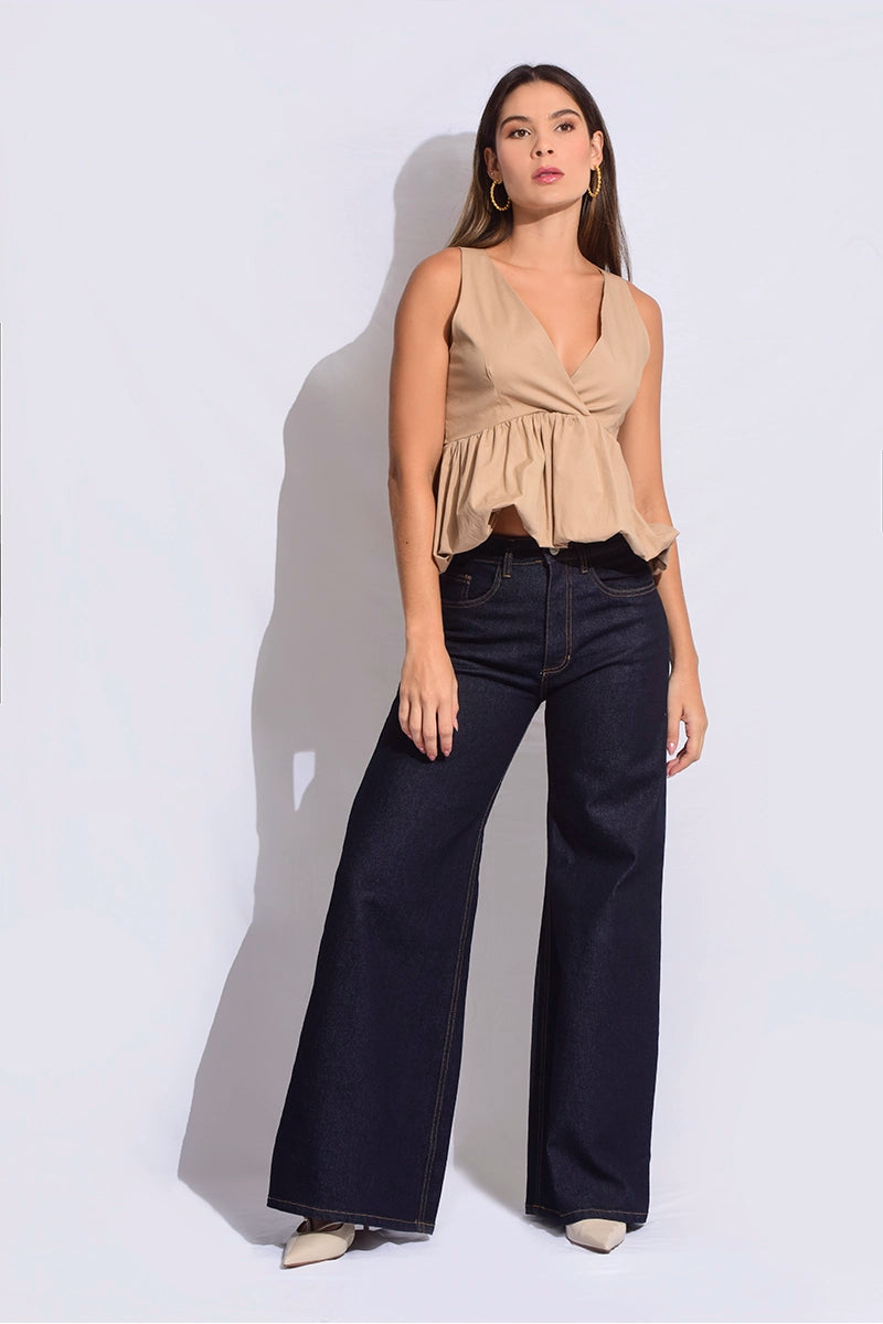 Blusa escote en v globo