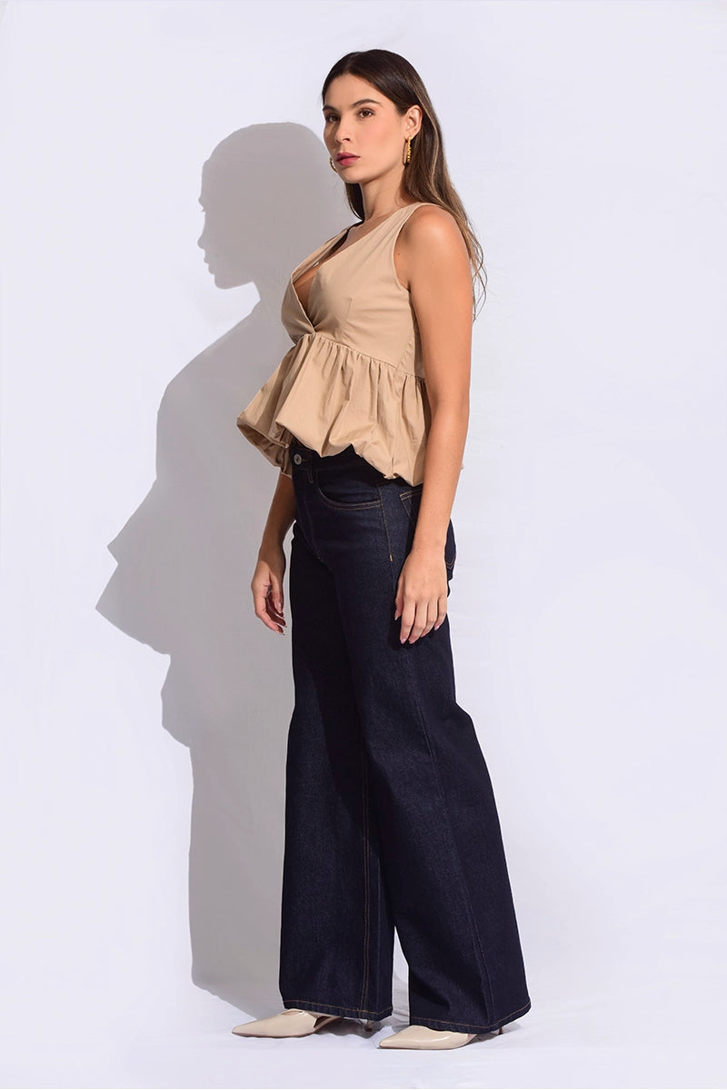 Blusa escote en v globo