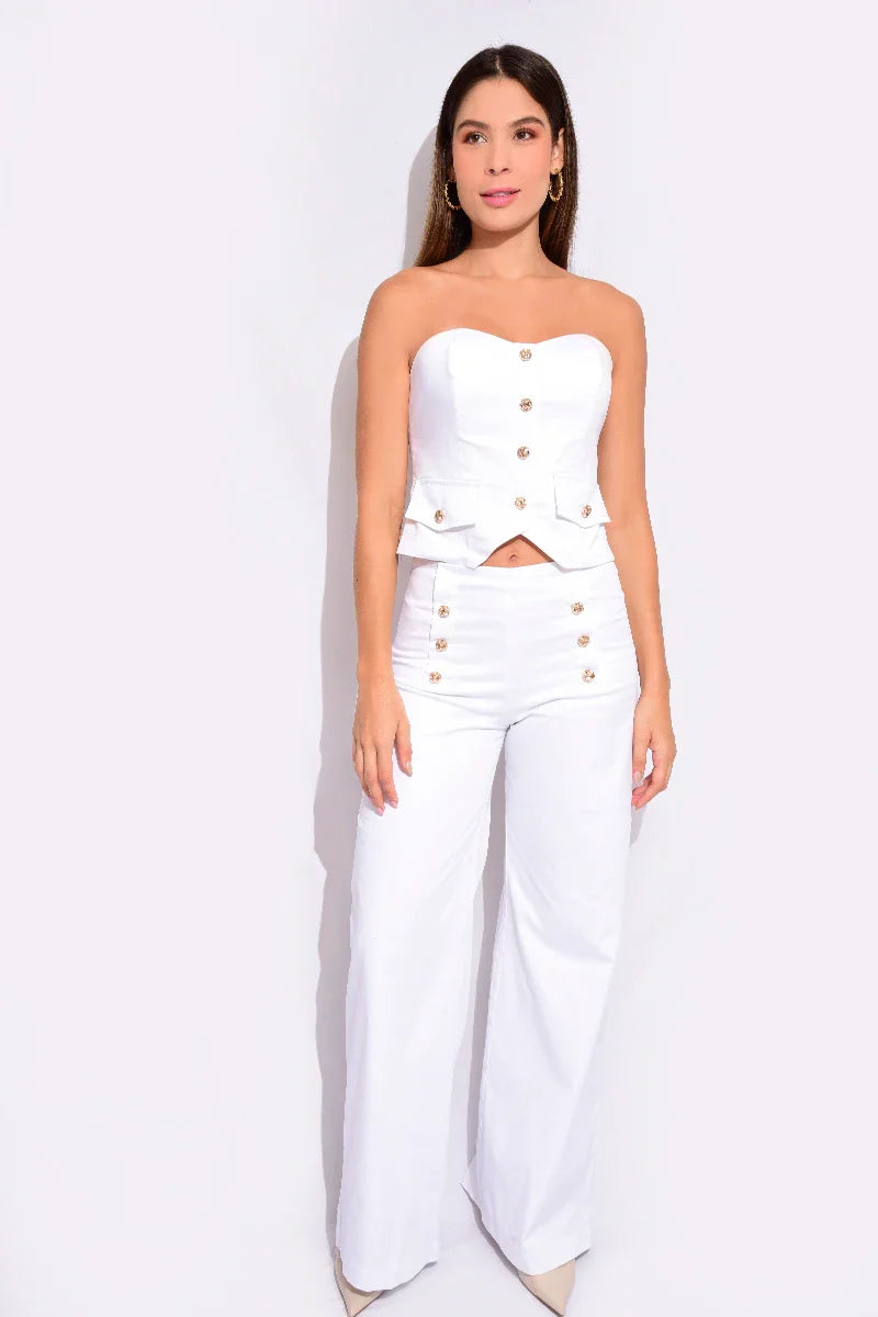 Blusa strapless tipo bustier