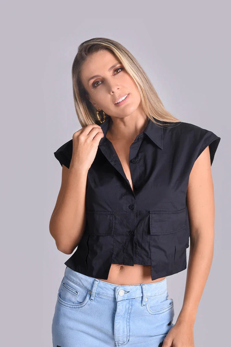 Camisa crop manga sisa