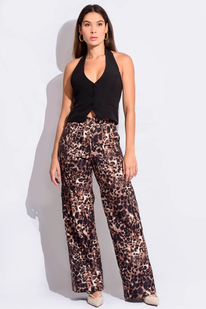 Chaleco halter bolsillo ojal