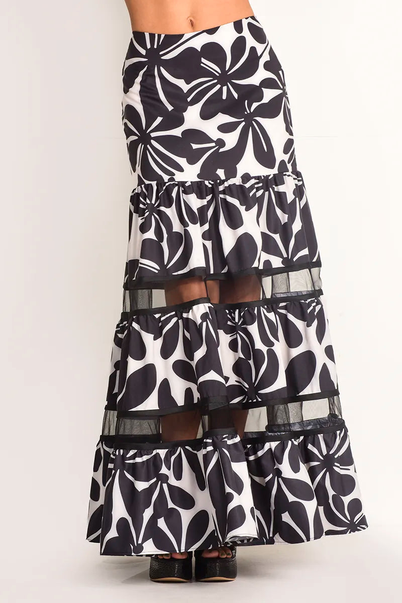 Falda larga estampada