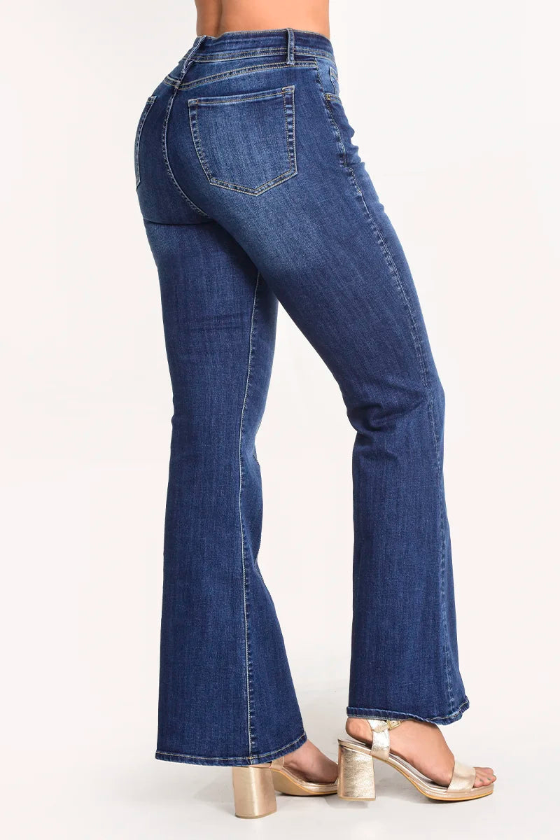 Jean flare tiro alto vena