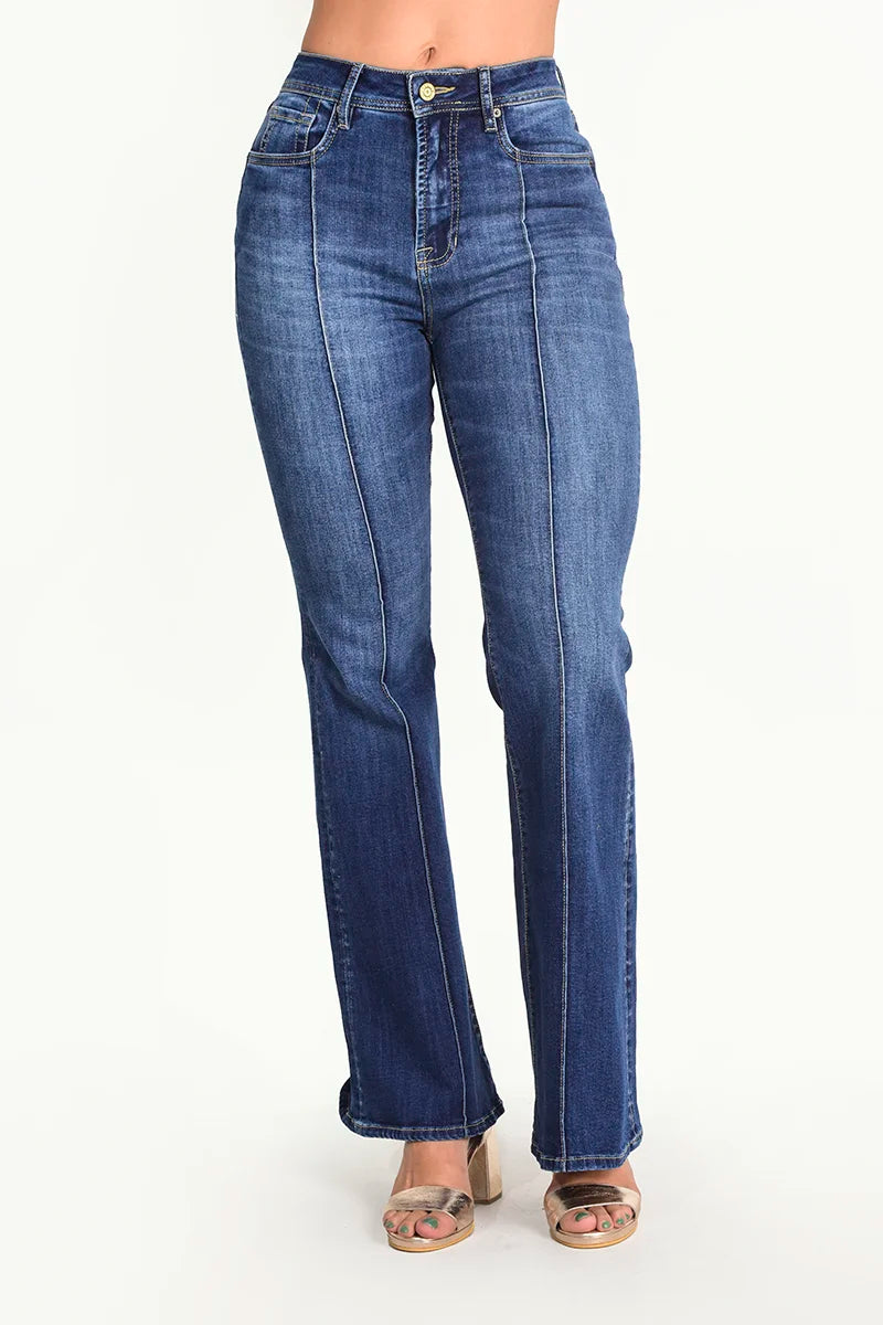 Jean flare tiro alto vena