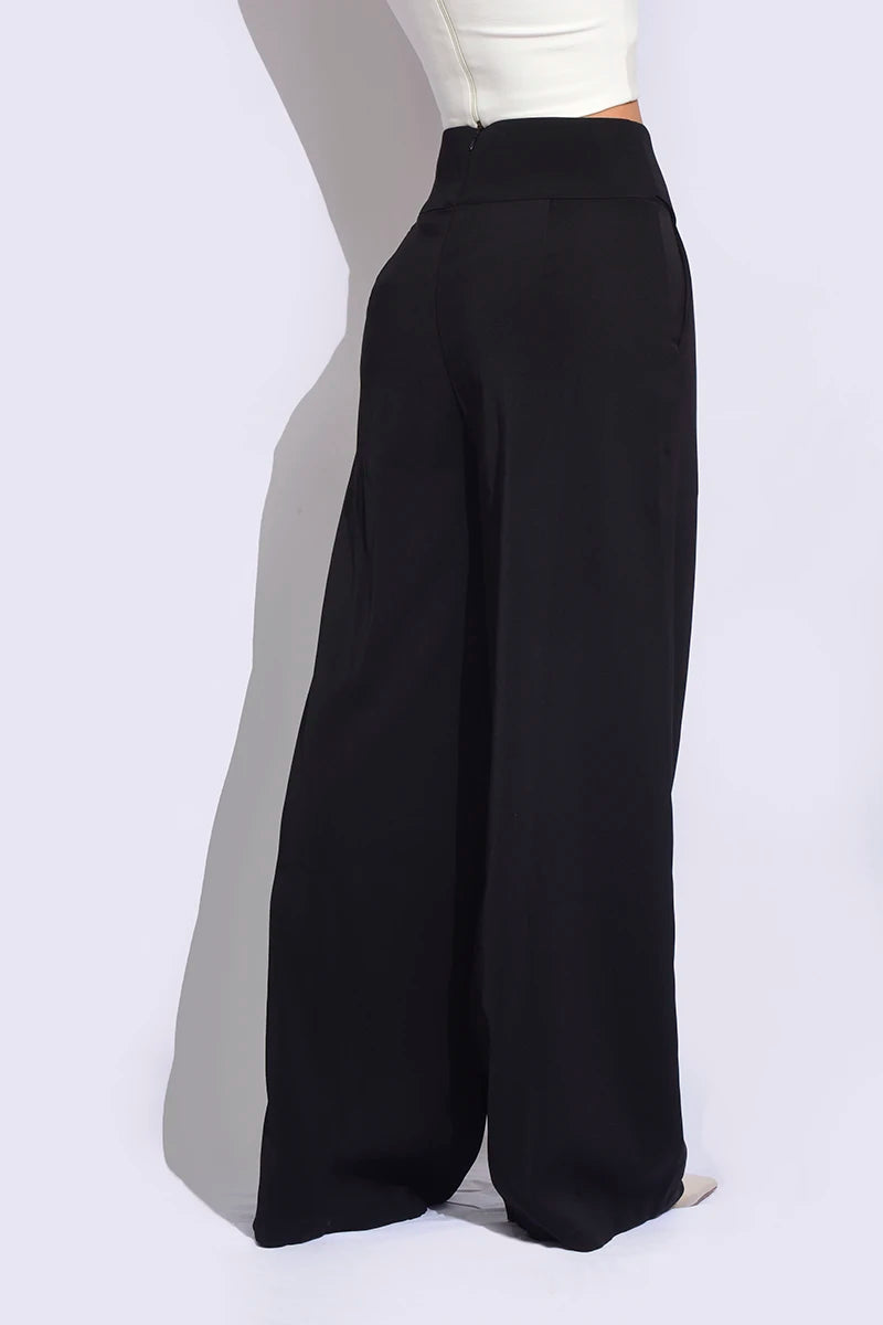 Pantalon palazzo con fajon
