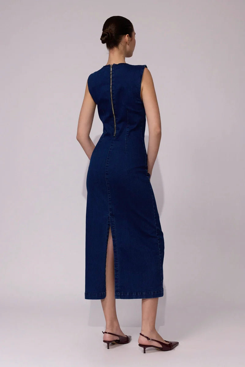 Vestido largo midi en denim